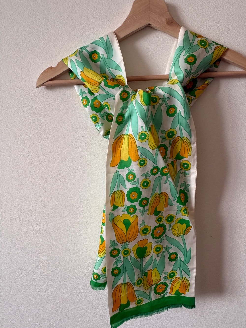 Vintage Rich’s 1979s Floral Scarf with Yellow Tulip Motif